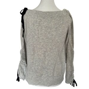 Ark & Co Grey Off The Shoulder Black Bow Accent Sweater Size Small